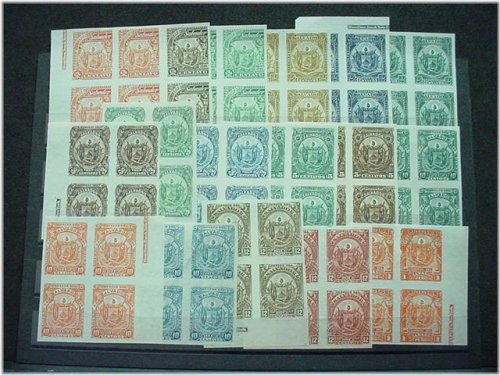 Salvadoran Trial Color Proof Imperf Blocks of 1895