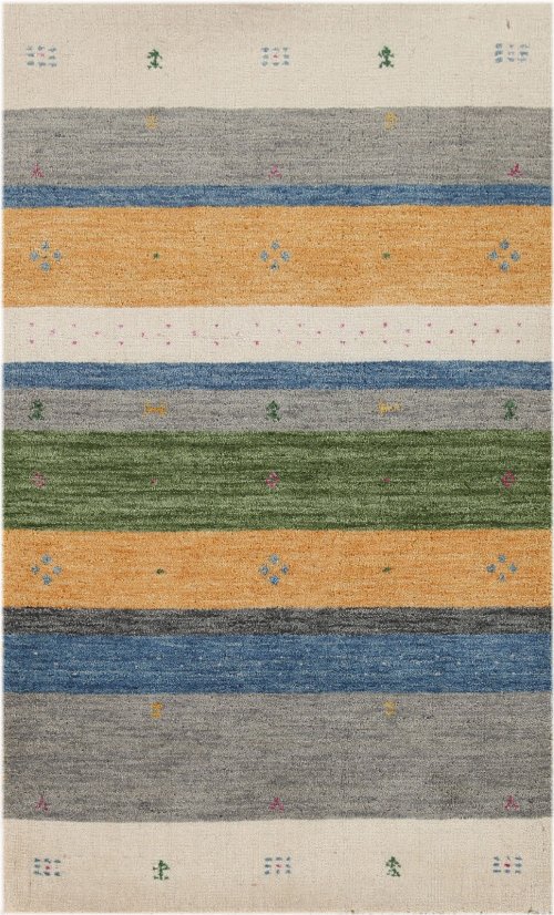 Hand-knotted Striped Gabbeh Wool Rug