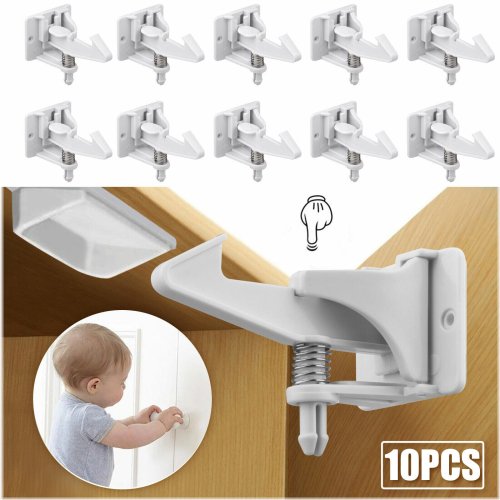 SafeGuard 10-Pack Baby Cabinet Locks and Latches - White