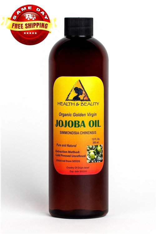 Golden Jojoba Oil - 100% Organic, Cold Pressed & Unrefined - 12 oz