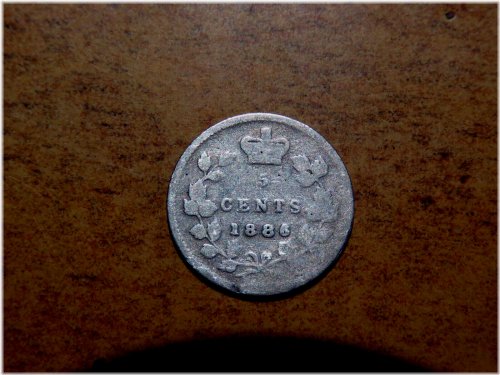 Vintage Canadian Silver Five Cent Coin (1886)