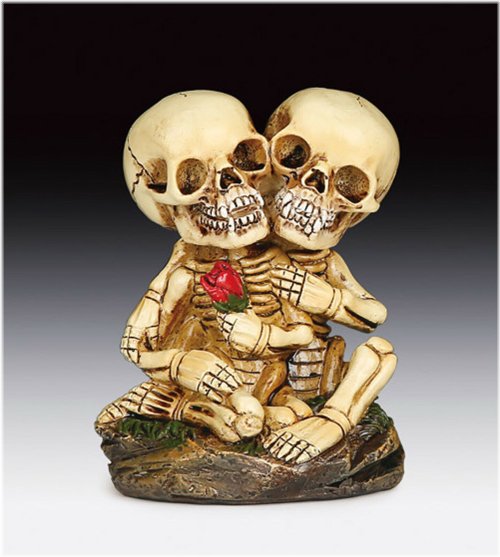 Rose Skull Lovers Figurine Statue - Perfect for Halloween or Gothic Decor