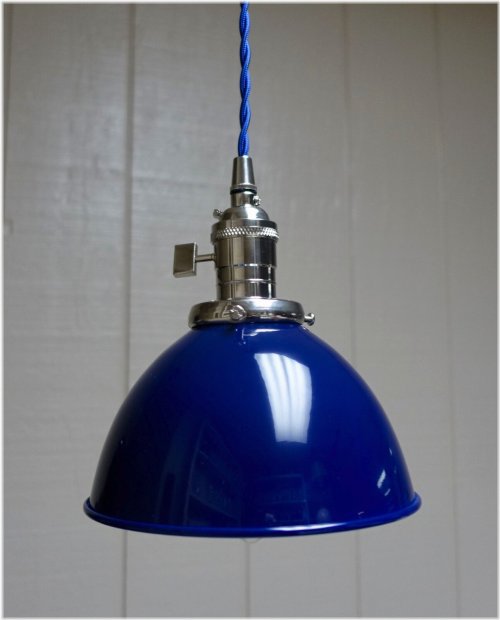 Industrial Dome Enamel Lampshade in Blue