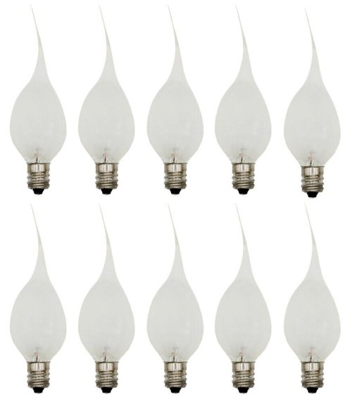 Silicone Dipped Electric Candle and Chandelier Light Bulbs (7 watt) - Pack of 10