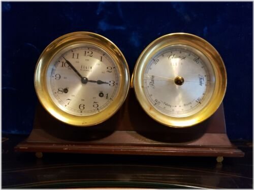 Nautical Bell Brass Clock with Barometer and Base