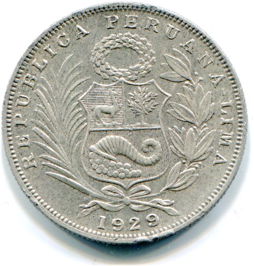 Peruvian Half Sol 1929 - Lima Mint KM-216