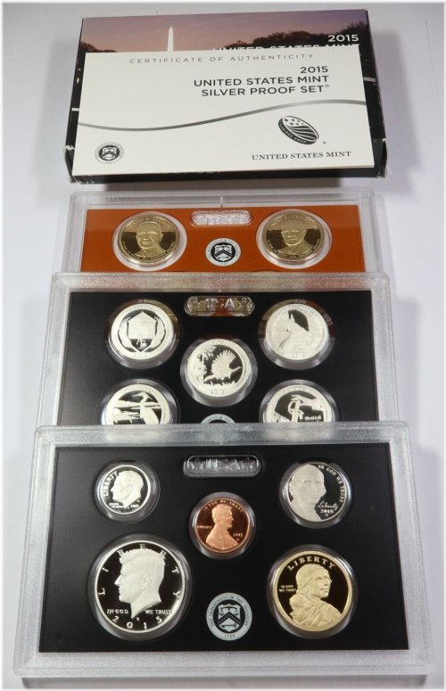 2015 S Silver Proof Coin Set with Box & COA #45976W