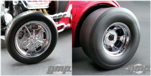 Chrome Drag Wheel & Tire Pack 1:18