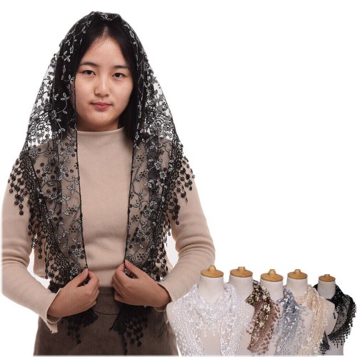 Graceful Lace Head Covering for Weddings and Religious Ceremonies