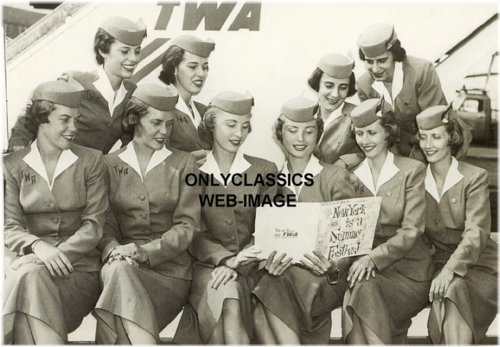 Vintage TWA Stewardess Twins Photo