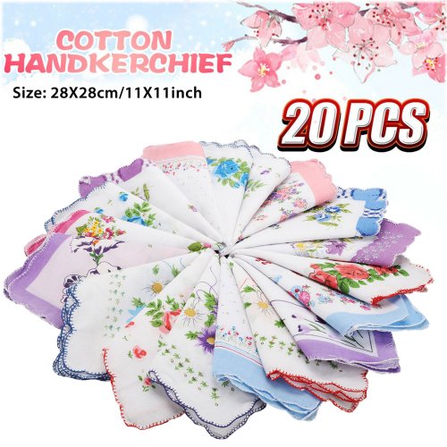 Floral Cotton Handkerchiefs Set for Women