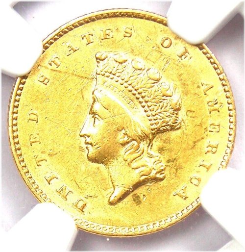 Antique Indian Gold Dollar - NGC Certified AU Details