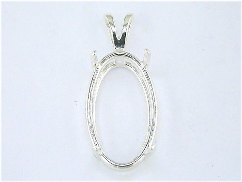 Silver Oval Pendant Mount with Secure Four Prongs