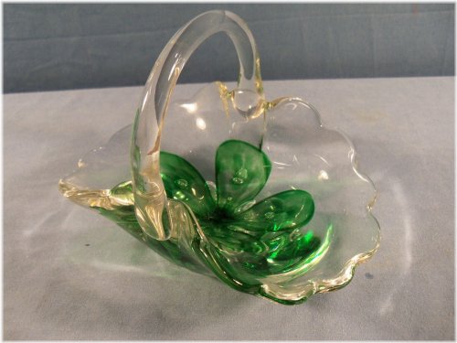 Vintage Glass Art Basket by Joe Zimmerman