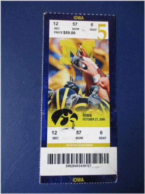 Wolverines vs Hawkeyes 2006 Ticket Stub