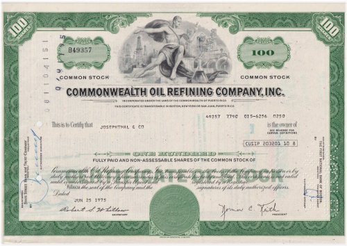 Commonwealth Oil Company Stock Certificate Bundle