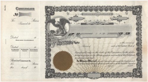 Vintage Capital Certificate - Unissued 1900s Edition