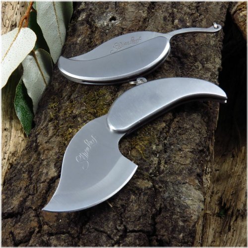 Silver Leaf Keychain Necklace Knife Blade