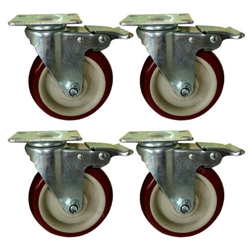 MaxLoad Swivel Casters with Brake - 5 Inch Polyurethane Wheels
