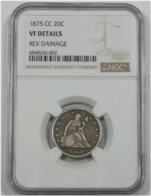 Silver 20-Cents - NGC Authentic 1875-CC Twenty Cent Piece VF Details