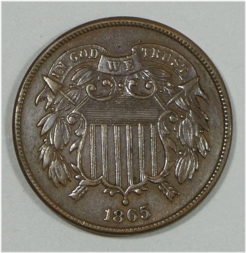 1865 Extra Fine Two-Cent Piece