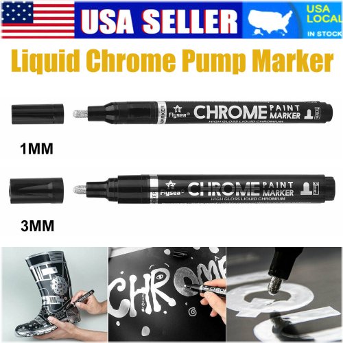 ChromeCraft Marker Set - Silver Pump Paint for Drawing & Lettering on Glass, Plastic, and Blackboard