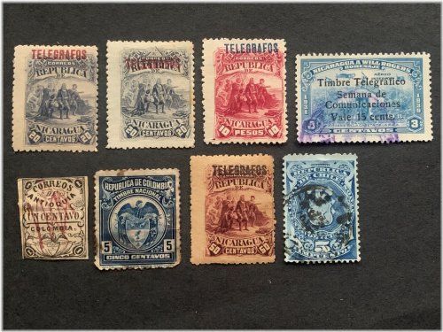 Latin American Revenue Stamp Collection - Nicaragua, Colombia, Chile (Mint & Used) - Lot of 8 Stamps