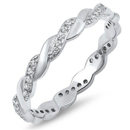 Twisted Infinity Clear CZ Sterling Silver Ring