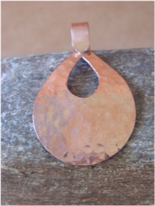 Copper Tear Drop Hammered Pendant by Douglas Ets