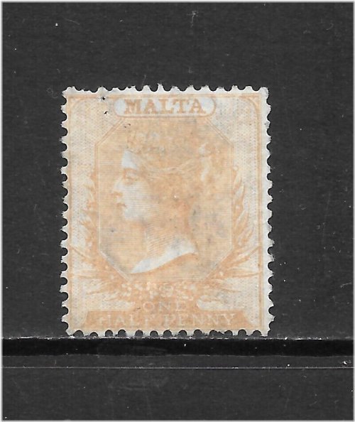 Malta Queen Victoria 1/2p Buff Stamp - Scott 3a MNG Fine - 1863