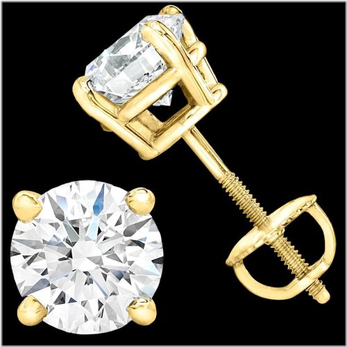 Golden Moissanite Stud Earrings