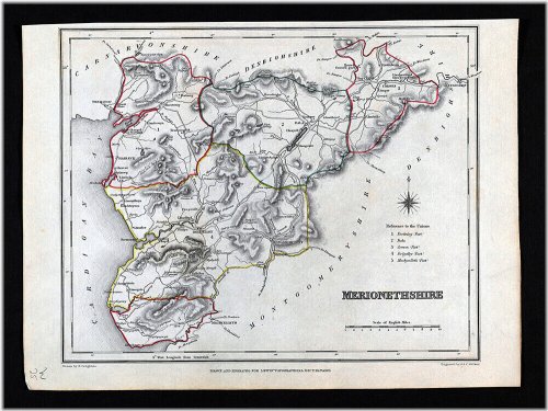Antique Welsh Towns and Landscapes Map