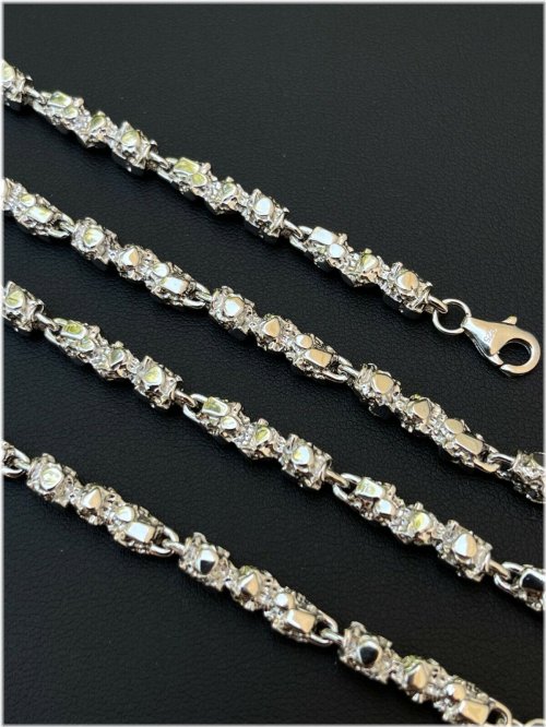 Silver Nugget Link Chain Necklace