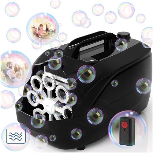 BubbleMatic Portable Bubble Maker with Remote and LED Lights