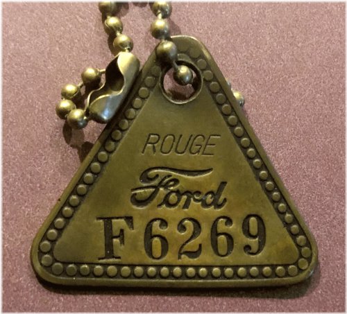 Vintage Ford Rouge "F" Engine Plant Brass Tag