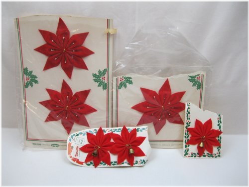 Festive Poinsettia Velvet Trim Wreath