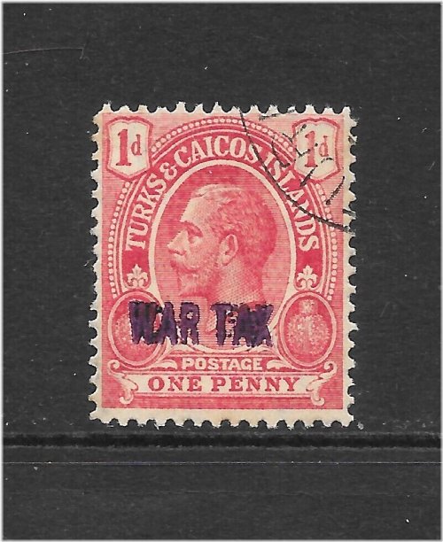 Turks & Caicos War Tax Stamp - 1918 1p Carmine