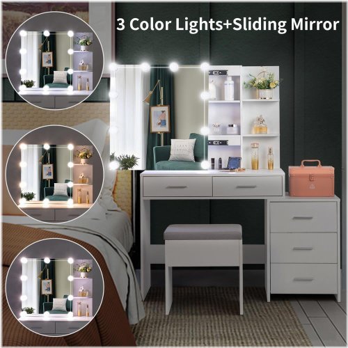 Radiant Glow Vanity Set with Illuminated Mirror and Storage Drawers