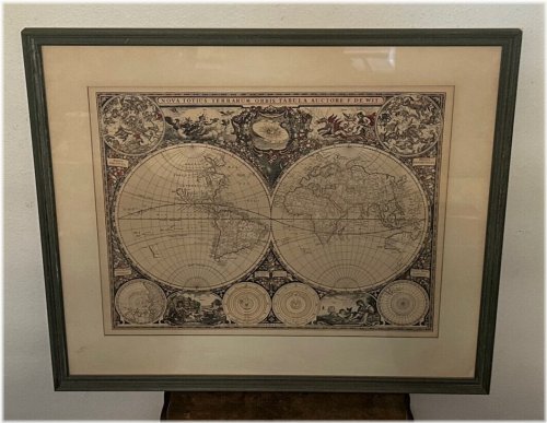 Antique Engraving Print: Nova Totius Terrarum Orbis Tabula by F De Wit