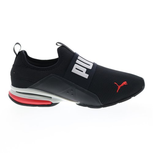 Black Canvas Axelion Slip On Running Shoes for Men by Puma