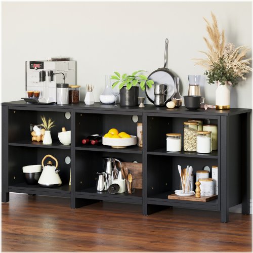 Modern Coffee Bar Cabinet with 6 Open Shelves