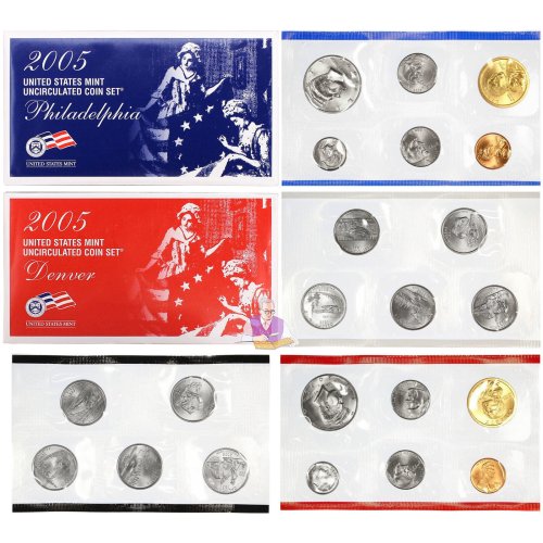 2005 Brilliant Satin Finish US Coin Collection in Original Envelope