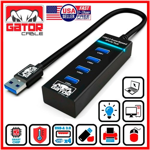 Quad-Port USB 3.0 Multi-Adapter Hub with LED Indicator