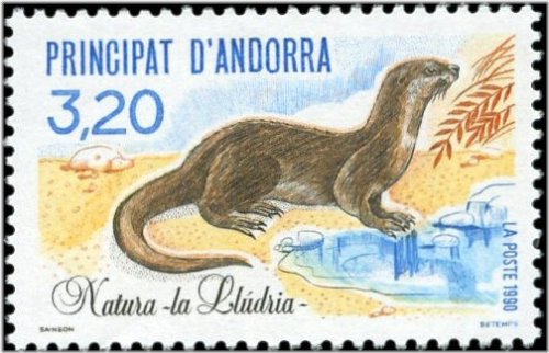 French Andorra Eurasian Otter Stamp 1990