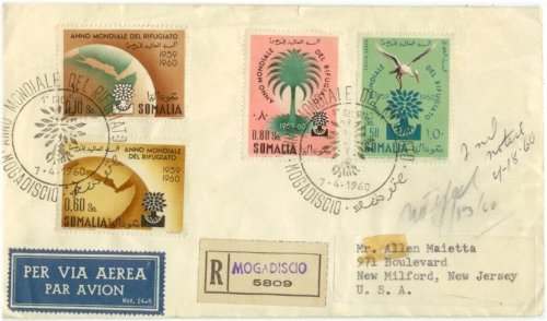 Refugee Year Commemorative First Day Cover - Mogadiscio 1960