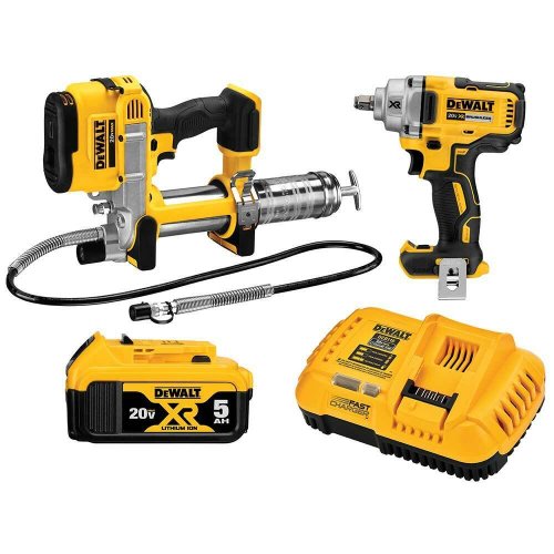 The Power Duo Cordless Kit: Impact Wrench and Grease Gun Combo