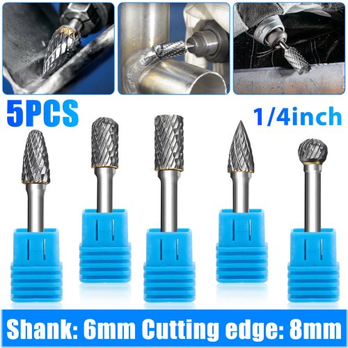 Precision Carving Tool Set - 5 Piece Tungsten Carbide Burr Set for Die Grinders