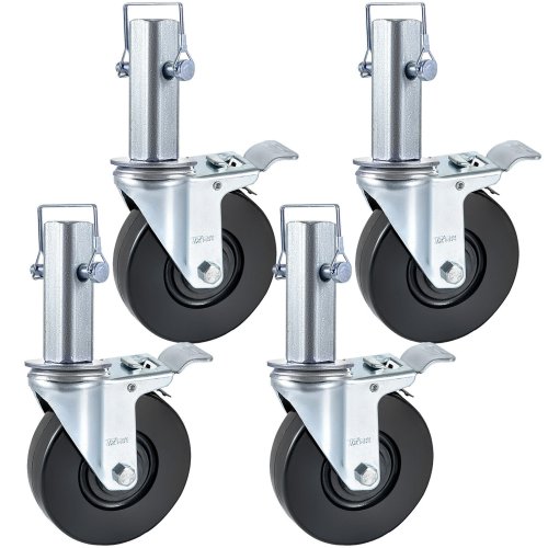 Square Shank Locking Rubber Casters Set