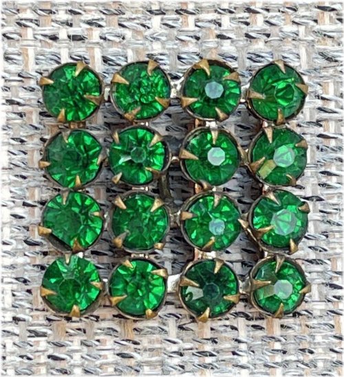 Emerald Square Rhinestone Button