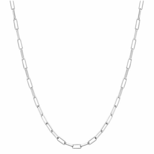 Silver Paperclip Rolo Chain Necklace